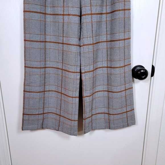 Roolee Gray Plaid Wide Leg Cropped Trousers Size Small Chic Preppy Pants - Picture 2 of 7